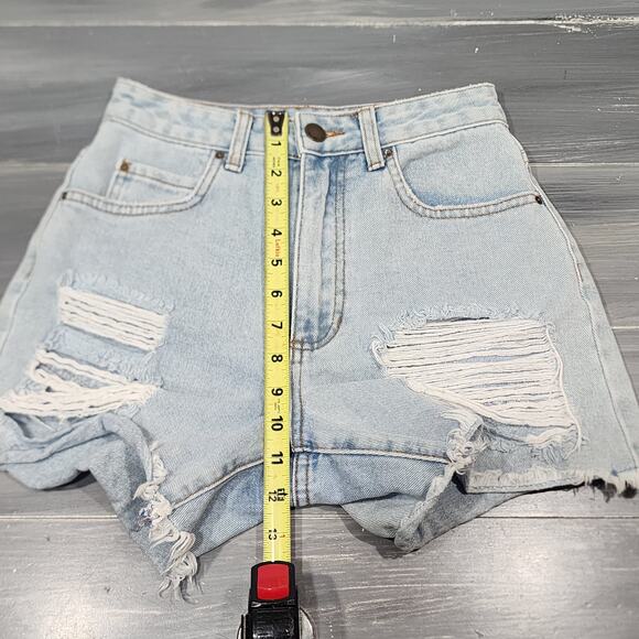 Billabong High Rise Shorts Denim Distressed Size 24 - Picture 10 of 12